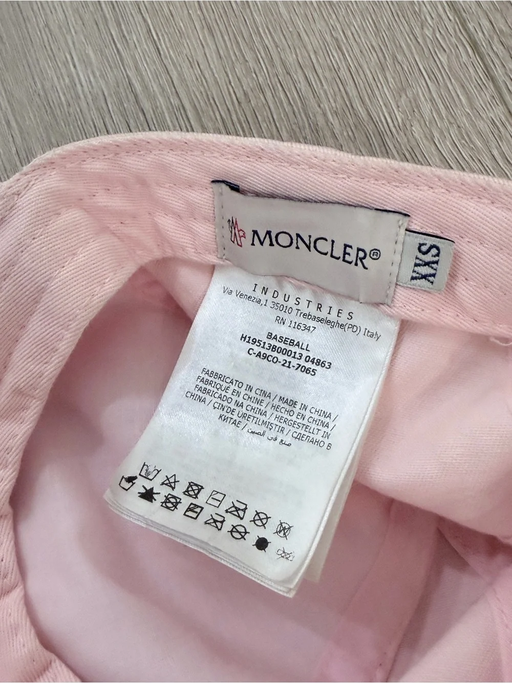 Moncler Kids Light Pink Logo Baseball Cap